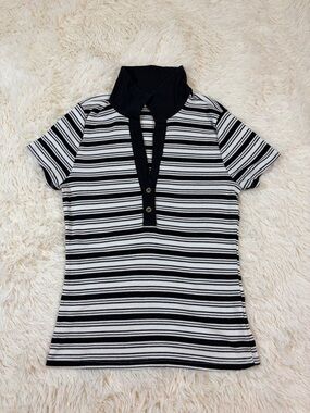 T.La Black and White Striped Button Down Shirt